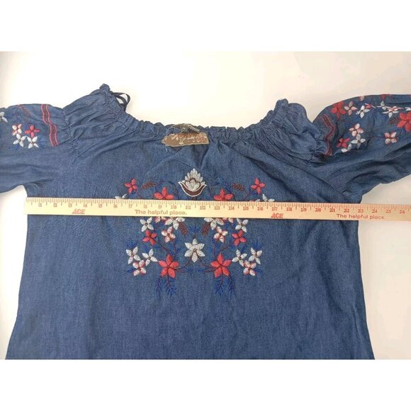 J Gee Women's Blue Dress cold shoulder 1X Large embroidered - Picture 9 of 11